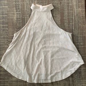 Blush Chiffon High Neck Sparkly Blouse